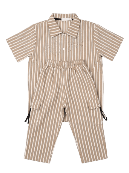 Two-Piece Beige and White Set